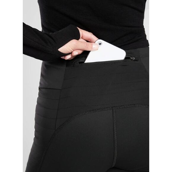 Athleta XS black Peak Hybrid Fleece Tight leggings pants cold weather warm cozy - Picture 6 of 8